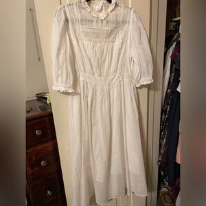 Simple Retro XL Averie Lace Panel White Dress Edwardian